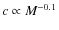 $c \propto M^{-0.1}$