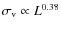 $\sigma_{\rm v} \propto L^{0.38}$