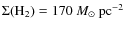 $\Sigma({\rm H}_2) =
170 ~{ M}_\odot ~ {\rm pc}^{-2}$
