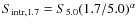 $S_{\rm intr, 1.7} = S_{\rm 5.0} (1.7/5.0)^\alpha$