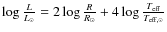 $\log \frac{L}{L_{\odot}} = 2 \log \frac{R}{R_{\odot}} + 4 \log \frac{T_{\rm eff}}{T_{\rm eff,\odot}}$