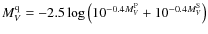 $M_{V}^{\rm q} = -2.5 \log \left( 10^{-0.4 M_{V}^{\rm P}} + 10^{-0.4 M_{V}^{\rm S}} \right)$