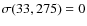 $\sigma(33,275)=0$