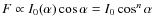 $F\propto I_{0}(\alpha)\cos{\alpha}= I_{0}\cos^{n}{\alpha}$