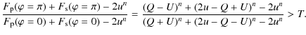 $\displaystyle \frac{F_{\rm p}(\varphi=\pi)+F_{\rm s}(\varphi=\pi)-2u^n}{F_{\rm ...