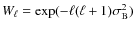 $W_\ell = {\rm exp}(-\ell(\ell+1)\sigma_{\rm B}^2)$