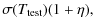 $\displaystyle \sigma(T_{\rm test})(1+\eta),$