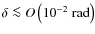$\delta \la O\left(10^{-2} {\rm ~rad}\right)$