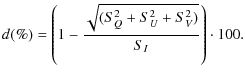 $\displaystyle {d(\%)} = \left( 1 - \frac{\sqrt{(S_Q^2+S_U^2+S_V^2)}}{S_I} \right) \cdot 100.$