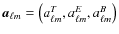 $\vec{a}_{\ell m} =
\left( a^T_{\ell m}, a^E_{\ell m}, a^B_{\ell m} \right)$