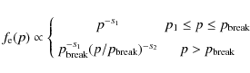\begin{displaymath}f_{\rm e}(p)\propto\left\{ \begin{array}{cc}
p^{-s_1} & p_1\l...
...(p/p_{\rm break})^{-s_2} & p>p_{\rm break}
\end{array} \right.
\end{displaymath}