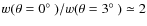 $w(\theta=0\hbox{$^\circ$ })/w(\theta=3\hbox{$^\circ$ }) \simeq 2$