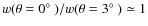 $w(\theta=0\hbox{$^\circ$ })/w(\theta=3\hbox{$^\circ$ }) \simeq 1$