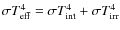 $\sigma T_{\rm eff}^4=\sigma T_{\rm int}^4 +\sigma T_{\rm irr}^4$