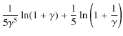 $\displaystyle {1\over 5\gamma^5}\ln(1+\gamma)+{1\over 5}\ln\left(1+{1\over\gamma}\right)$