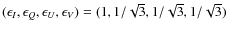 $(\epsilon_I, \epsilon_Q, \epsilon_U,
\epsilon_V) = (1, 1/\sqrt{3},1/\sqrt{3},1/\sqrt{3})$