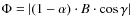 $\Phi = \vert(1-\alpha)\cdot B
\cdot\cos \gamma \vert$