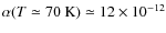 $\alpha(T\simeq 70~\rm {K}) \simeq 12 \times 10^{-12}$