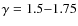 $\gamma=1.5{-}1.75$