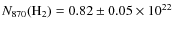 $N_{870}({\rm H_2})=0.82\pm0.05\times10^{22}$