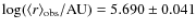 $\log(\langle r \rangle_{\rm obs}/{\rm AU})=5.690\pm0.041$