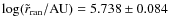 $\log(\tilde{r}_{\rm ran}/{\rm AU})=5.738\pm0.084$