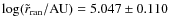 $\log(\tilde{r}_{\rm ran}/{\rm AU})=5.047\pm0.110$
