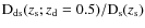 ${\rm D}_{{\rm ds}}(z_{{\rm s}};z_{{\rm d}}=0.5)/{\rm D}_{{\rm s}}(z_{{\rm s}})$