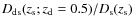 $D_{{\rm ds}}(z_{{\rm s}};z_{{\rm d}}=0.5)/D_{{\rm s}}(z_{{\rm s}})$