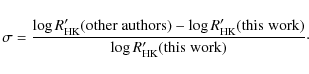 \begin{displaymath}\sigma = \frac{\log R'_{\rm HK} ({\rm other\;authors)} - \log...
...K} ({\rm this\;work)}}{\log R'_{\rm HK} (\rm this\;work)}\cdot
\end{displaymath}