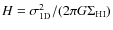 $H = \sigma_{\rm 1D}^2 / (2 \pi G \Sigma_{\rm HI})$