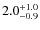 $\rm 2.0^{+ 1.0}_{- 0.9}$