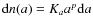 ${\rm d}n(a) = K_a a^{p}{\rm d}a$