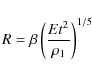 \begin{displaymath}R=\beta \left(\frac{E t^2}{\rho_{1}}\right)^{1/5}
\end{displaymath}