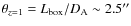 $\theta_{z=1}=L_{{\rm box}}/D_{\rm A}\sim
2.5^{\prime\prime}$