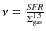 $\nu={{\it SFR} \over \Sigma_{\rm gas}^{1.5}}$