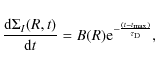 \begin{displaymath}
\frac{{\rm d}\Sigma_I(R,t)}{{\rm d}t} = B(R){\rm e}^{-\frac{(t-t_{\max})}{\tau_{\rm D}}},
\end{displaymath}