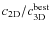 $c_{\rm 2D}/c_{\rm 3D}^{\rm best}$