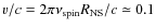 $v/c=2\pi\nu_{\rm spin}R_{\rm NS}/c \simeq 0.1$