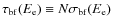 $\tau _{\rm bf}(E_{\rm e}) \equiv N \sigma _{\rm bf}(E_{\rm e})$