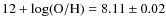 $12+\log({\rm O/H})=8.11\pm0.02$