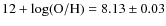 $12+\log({\rm O/H})=8.13\pm0.03$