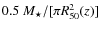 $0.5~M_\star/[\pi R_{50}^2(z)]$