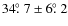 $34\hbox{$.\!\!^\circ$ }7\pm6\hbox{$.\!\!^\circ$ }2$