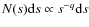 $N(s){\rm d} s \propto s^{-q}{\rm d} s$