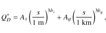 \begin{displaymath}Q_D^* = A_s \left(\frac{s}{1~\hbox{m}}\right)^{3b_s} + A_g \left(\frac{s}{1~\hbox{km}}\right)^{3b_g} ,
\end{displaymath}