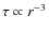$\tau \propto r^{-3}$