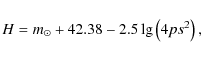 \begin{displaymath}H = m_\odot + 42.38 - 2.5\lg\left(4ps^2\right),
\end{displaymath}