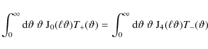 \begin{displaymath}\int_0^\infty{\rm d}\vartheta~\vartheta~{\rm J}_0(\ell\varthe...
...d}\vartheta~\vartheta~{\rm
J}_4(\ell\vartheta) T_-(\vartheta)
\end{displaymath}