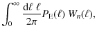 $\displaystyle \int_0^\infty {{\rm d}\ell\;\ell\over 2\pi} P_{\rm E}(\ell)~W_n(\ell)
,$